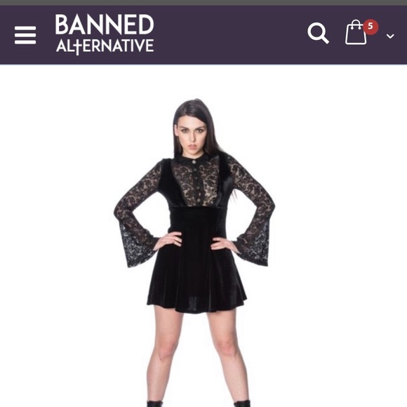 Banned Alternative Black Lace Dress - Picture 1 of 3